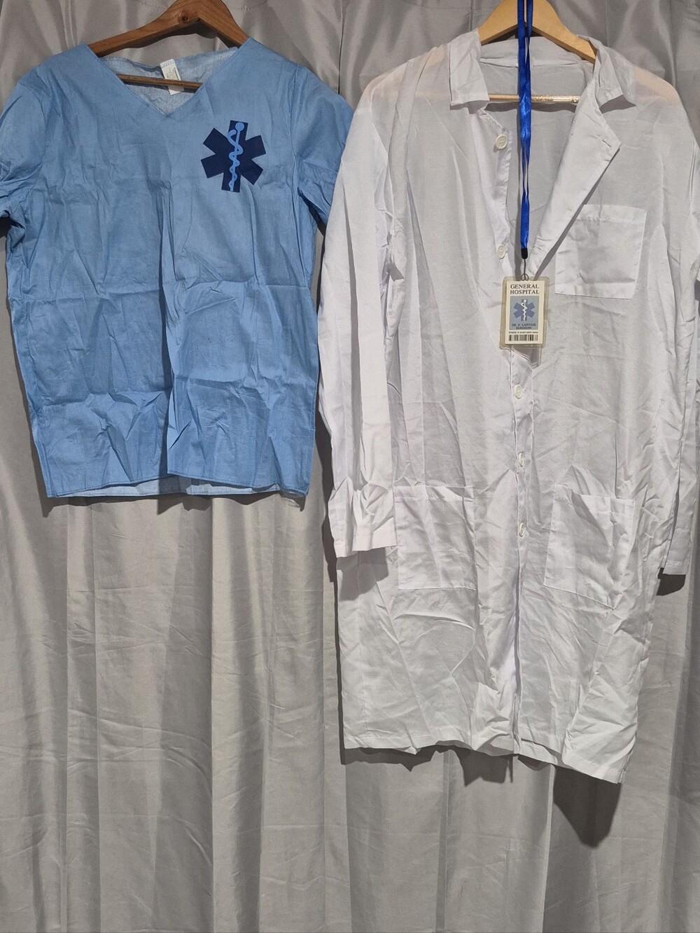 Women's Light Blue Button-Down Medical Shirt with Star of Life